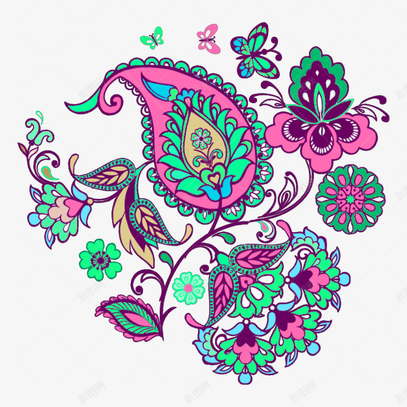 印度风手绘花朵图案png免抠素材_88icon https://88icon.com 印度风 圈圈 手绘花 水墨花 水彩花 绣花 绣花图片 花 花朵 花纹 鲜花