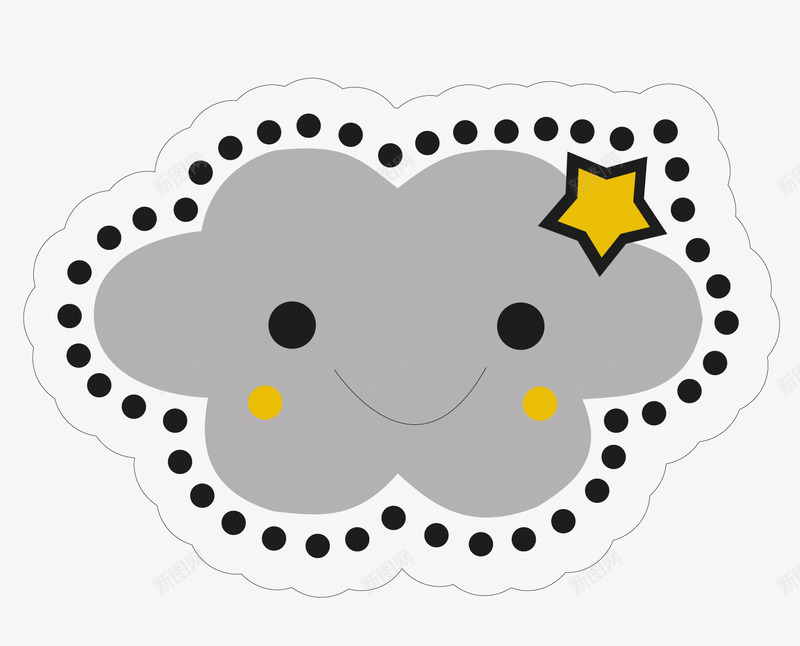 笑脸贴纸png免抠素材_88icon https://88icon.com 云彩 卡通形象 卡通贴纸 可爱 微笑 星星 笑脸