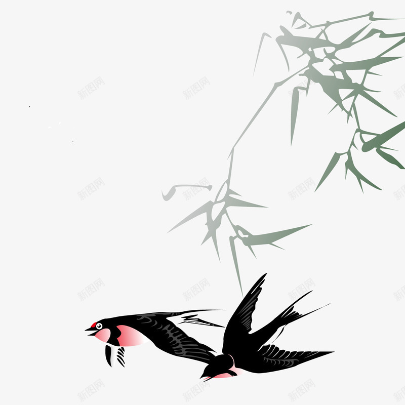 水墨画黑色燕子png免抠素材_88icon https://88icon.com 卡通动物 卡通小鸟 卡通竹叶 国画燕子 水墨画 燕子 黑色 黑色燕子
