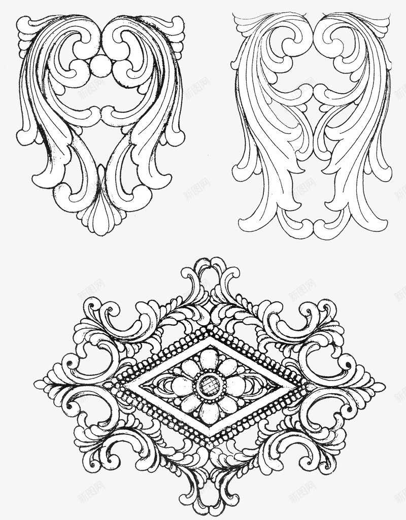 古典木雕家具花纹线稿png免抠素材_88icon https://88icon.com 古典 古典木雕 古典花纹 家具 木雕 线稿 绘画 花纹 黑白
