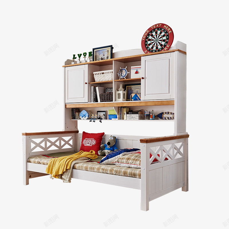儿童家具衣柜床全实木多功能组psd免抠素材_88icon https://88icon.com 家具 男孩储物床 美式儿童