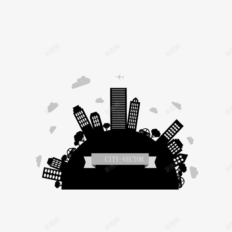 剪影高楼大厦png免抠素材_88icon https://88icon.com 地球 房子 楼房 黑白