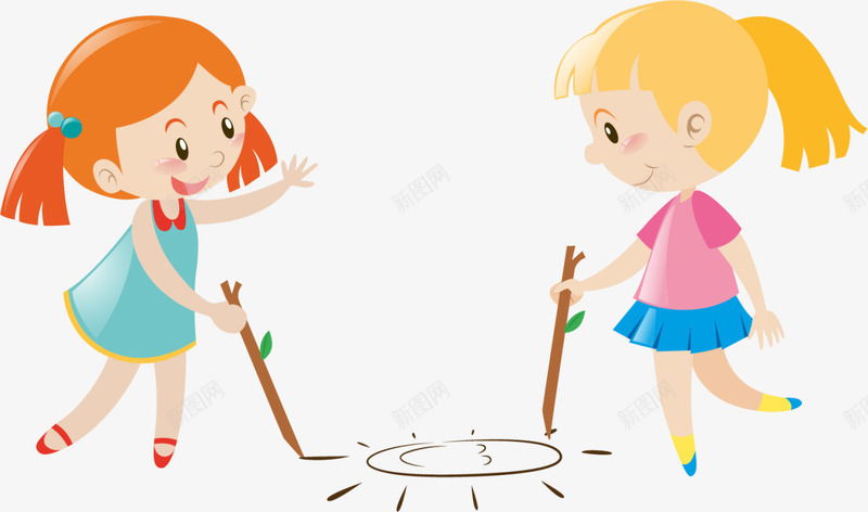 儿童节画画的女孩png免抠素材_88icon https://88icon.com 一起玩耍 两个女孩 儿童节 地上画画 开心 画画的女孩 练习画画