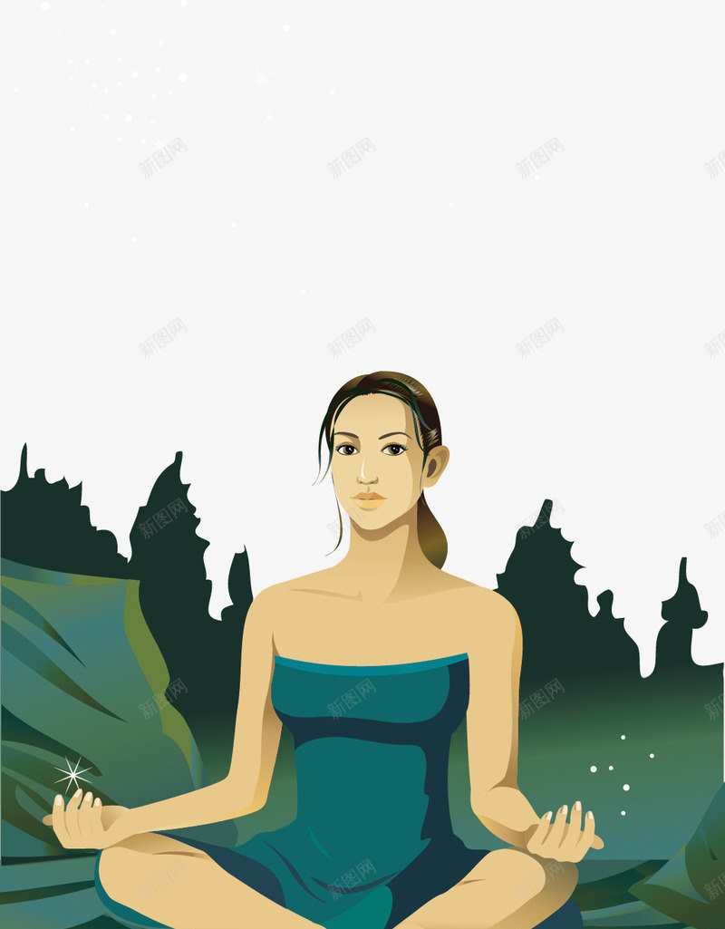 夜晚打坐的美女插画png免抠素材_88icon https://88icon.com 夜晚 夜晚打坐的美女矢量插画 打坐 打坐小人 星光 树林 矢量插画 矢量美女 表情淡定