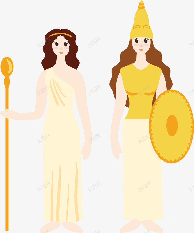 女神卡通风格矢量图ai免抠素材_88icon https://88icon.com 卡通希腊神 卡通风格 古希腊神 女神 扁平风格 浅色 矢量神话 矢量图