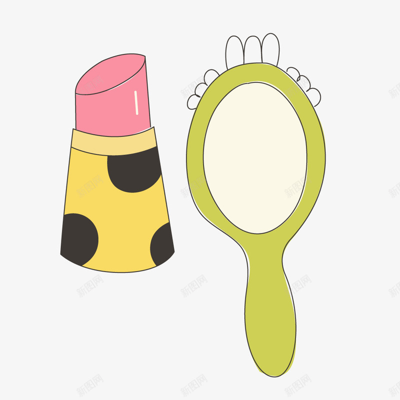 卡通手绘美妆梳子口红元素矢量图ai免抠素材_88icon https://88icon.com 卡通手绘 口红 手绘卡通衣服 手绘美妆 日常化妆工具 日常生活 时尚 梳子 矢量图
