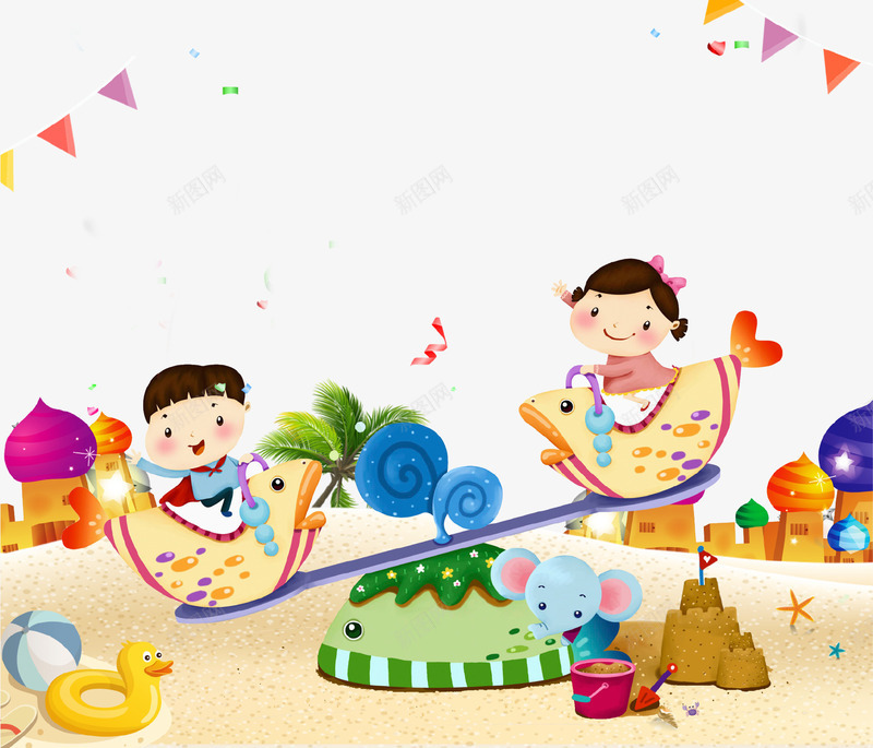 卡通儿童乐园插画psd免抠素材_88icon https://88icon.com 61 儿童乐园 儿童节 卡通 小孩 插画 跷跷板
