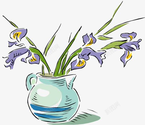 手绘紫色鲜花盆栽png免抠素材_88icon https://88icon.com 盆栽 紫色 鲜花