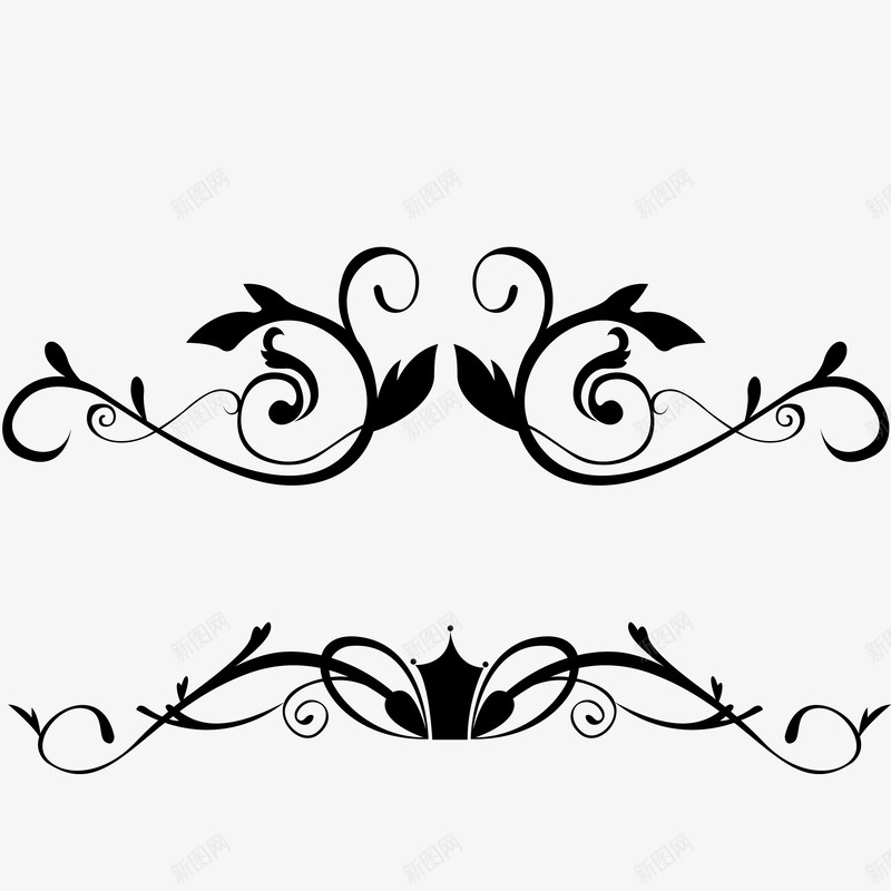 藤蔓花纹png免抠素材_88icon https://88icon.com 填色练习 手绘 藤蔓 藤蔓花纹 黑白