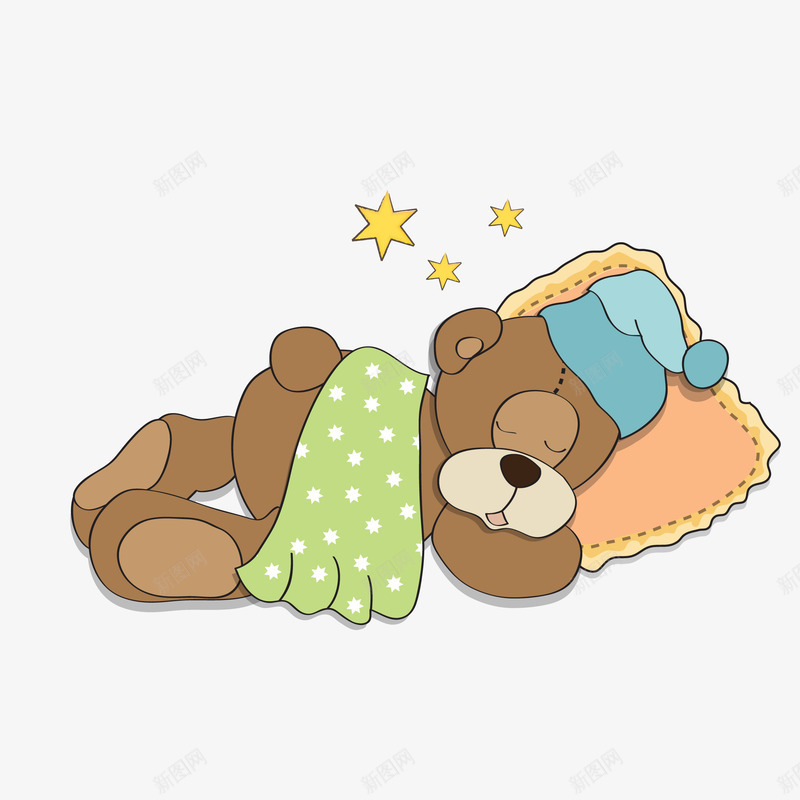 创意手绘可爱睡觉小熊矢量图eps免抠素材_88icon https://88icon.com 儿童节礼物 免扣PNG 创意 卡通 可爱 小熊 扁平 手绘 时尚 星星 睡觉 矢量图