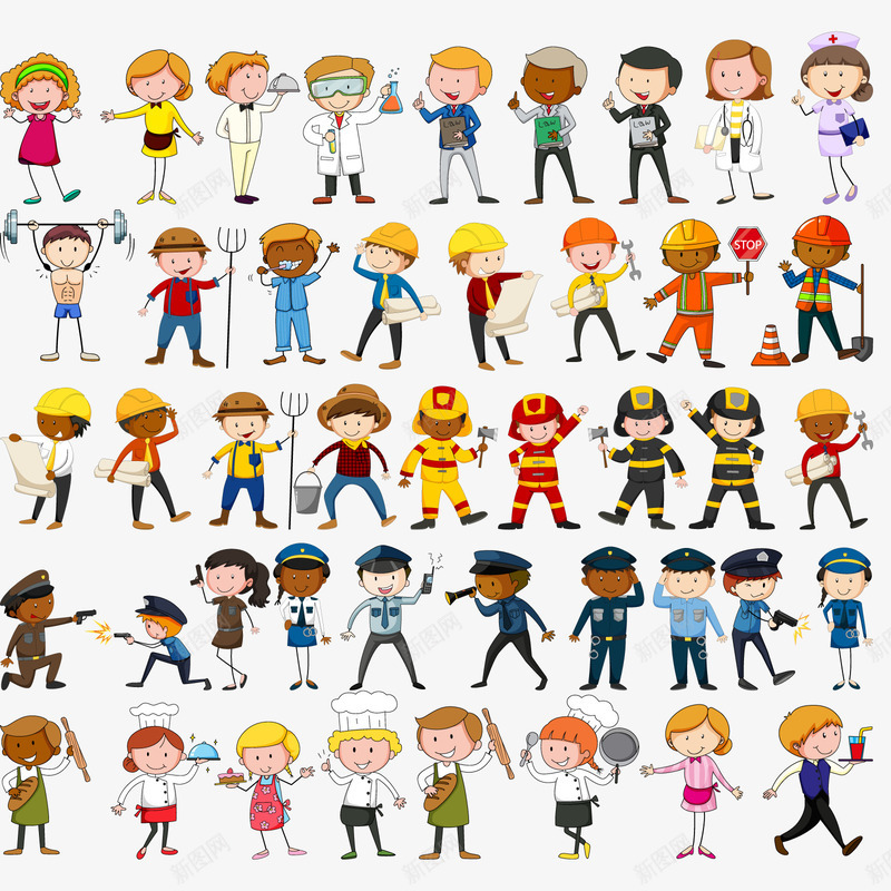 各行各业png免抠素材_88icon https://88icon.com 儿童 卡通 厨师 各行各业劳动者 职业PNG 装饰 警察PNG
