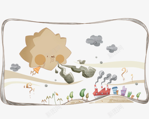 卡通插画png免抠素材_88icon https://88icon.com 乌云 云彩 卡通 吹风的云 边框素材 风吹效果