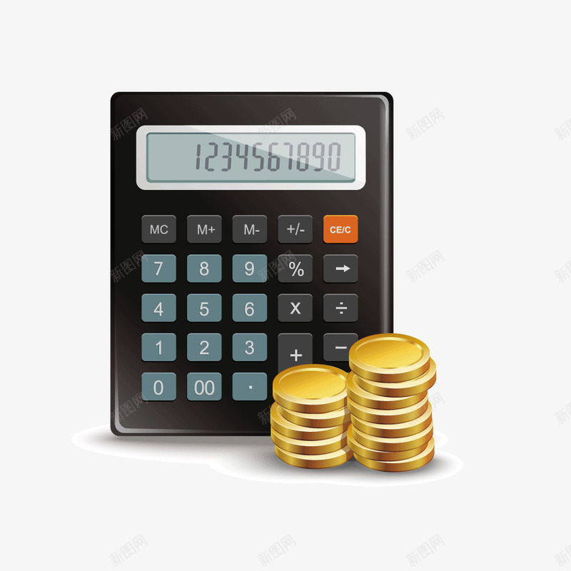 计算器金币矢量图ai免抠素材_88icon https://88icon.com 计算器 金币 钱币 矢量图