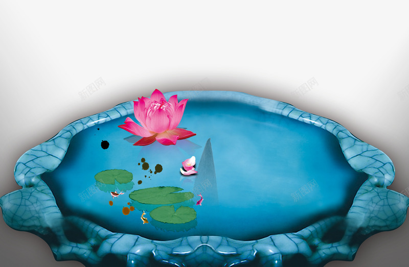 蓝色荷塘png免抠素材_88icon https://88icon.com 湖水 荷叶 荷塘 荷花 蓝色