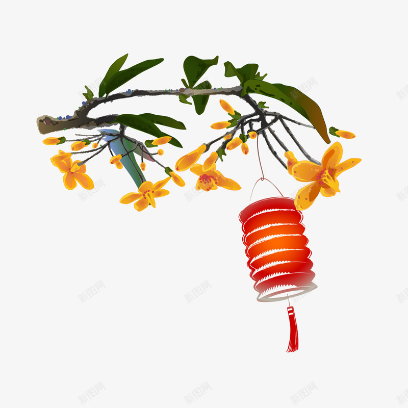 桂枝灯笼png免抠素材_88icon https://88icon.com 桂枝 桂枝素材 桂花 灯笼 灯笼素材