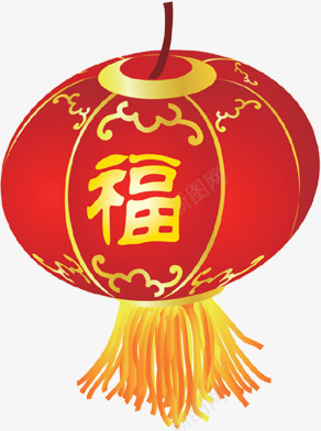 手绘红色灯笼福字png免抠素材_88icon https://88icon.com 灯笼 红色