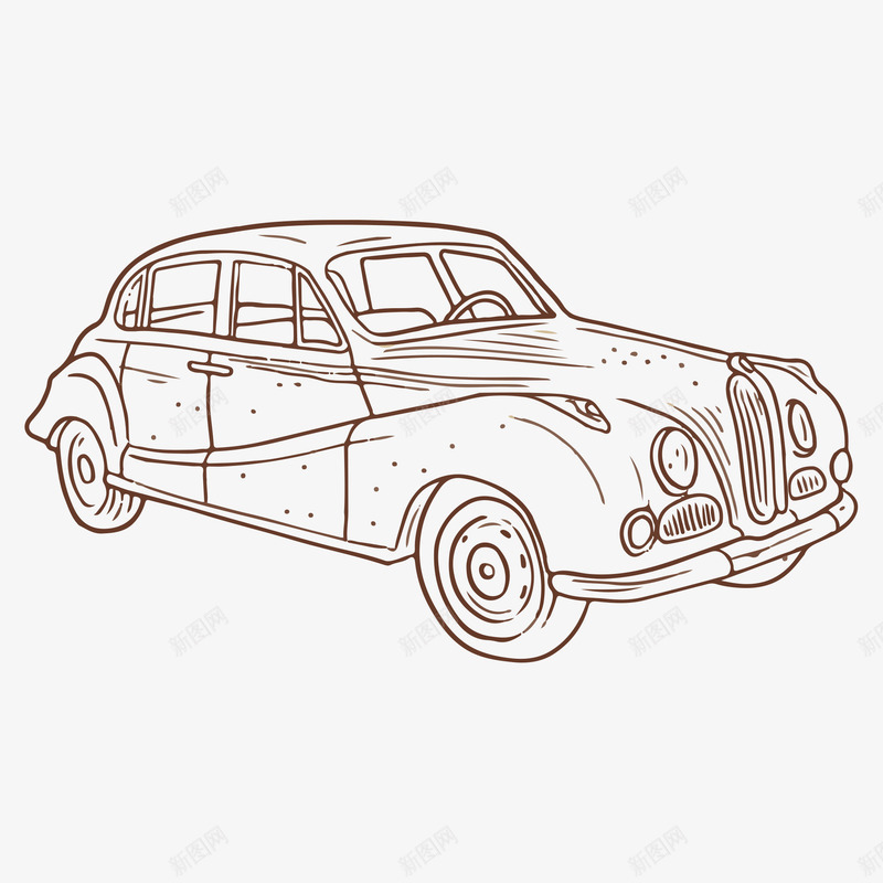 汽车线稿矢量图ai免抠素材_88icon https://88icon.com 复古 大头车 棕色 汽车先 汽车线稿 矢量图 老式