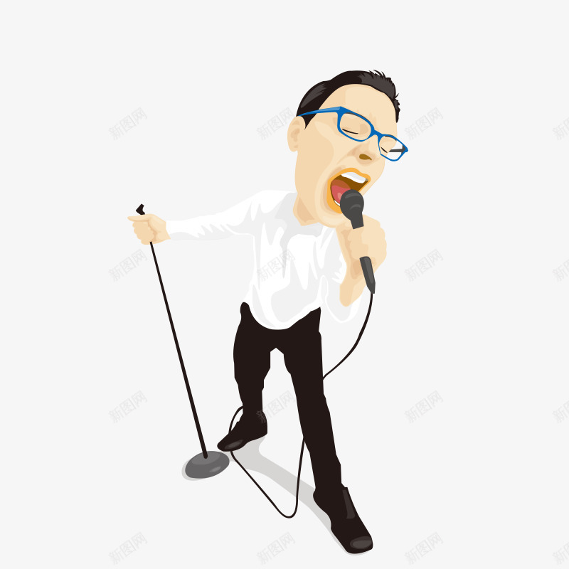 唱嗨的男人png免抠素材_88icon https://88icon.com 戴眼镜的人 狂欢 话筒