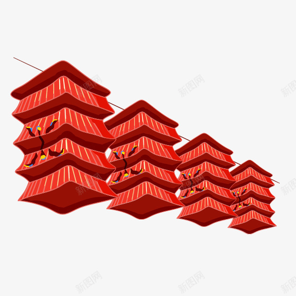 手绘插画中国风灯笼psd免抠素材_88icon https://88icon.com 手绘插画中国风灯笼 新年灯笼 灯笼装饰 红色