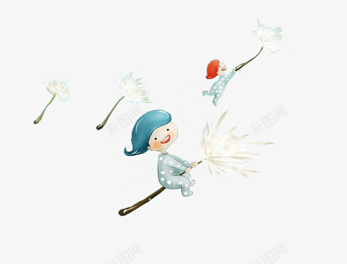 飞翔女孩png免抠素材_88icon https://88icon.com 卡通 天空 快乐女孩 蒲公英