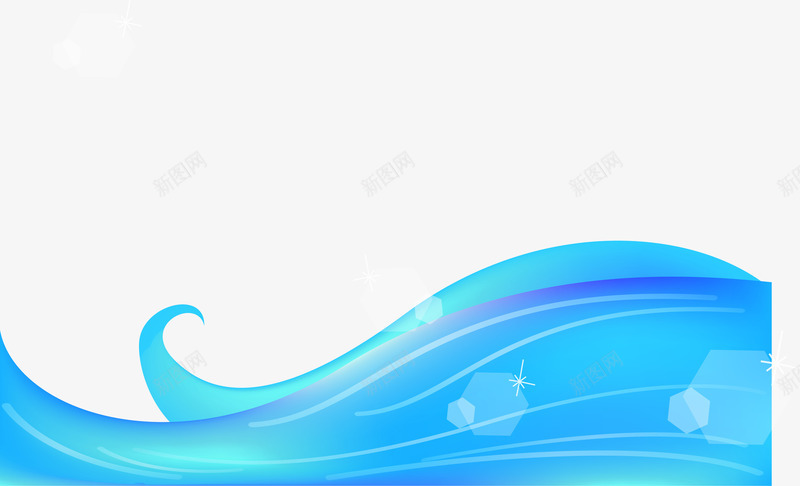 扁平手绘蓝色的浪花形状png免抠素材_88icon https://88icon.com 形状 扁平 浪花 蓝色