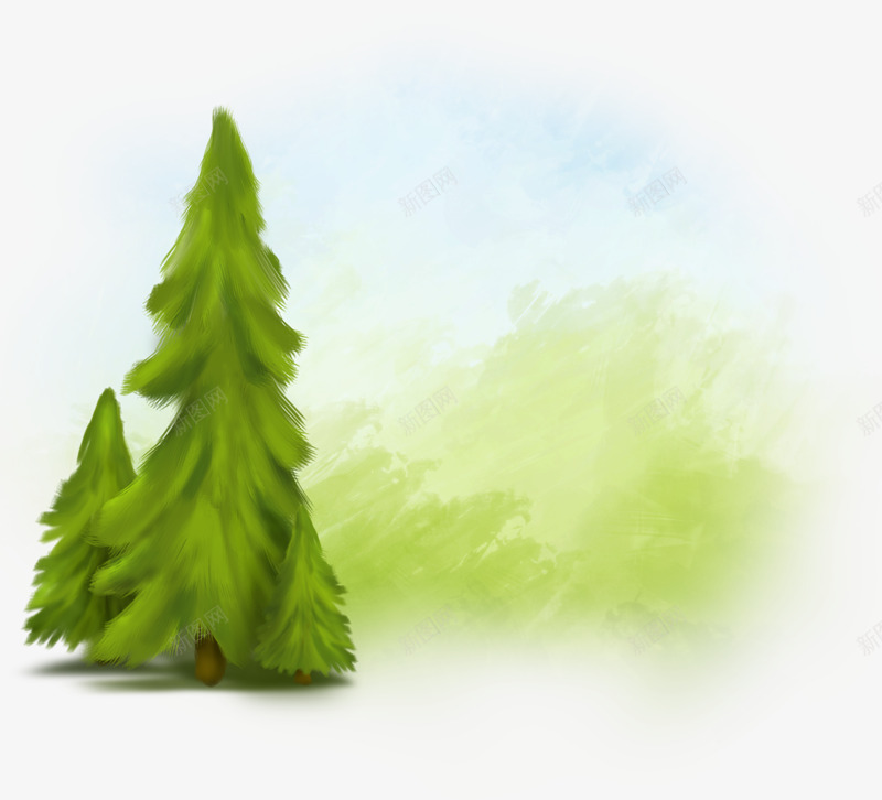 绿树绿山png免抠素材_88icon https://88icon.com 天空 树 水墨画 绿色