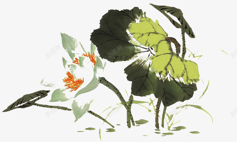墨水荷花png免抠素材_88icon https://88icon.com 墨水 手绘 植物 水墨 清新 花卉 花朵 荷花