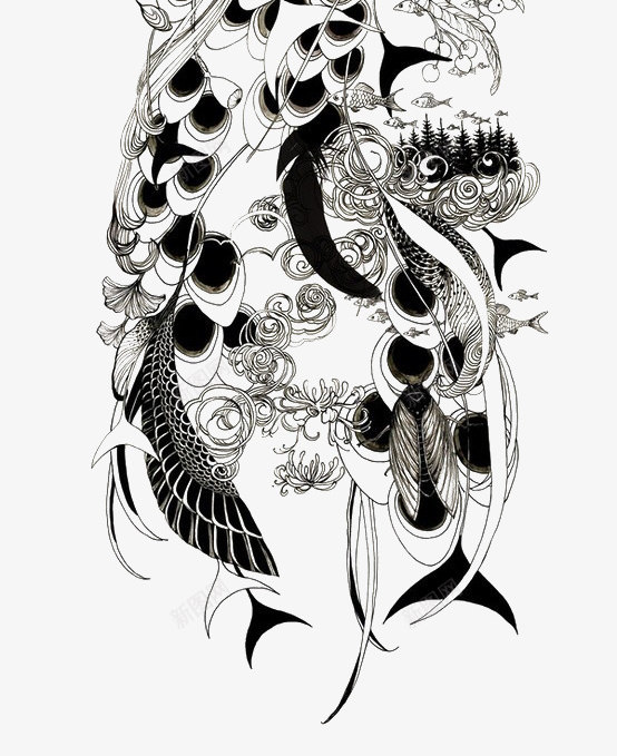 黑白线条稿孔雀png免抠素材_88icon https://88icon.com 孔雀 线条稿 黑白