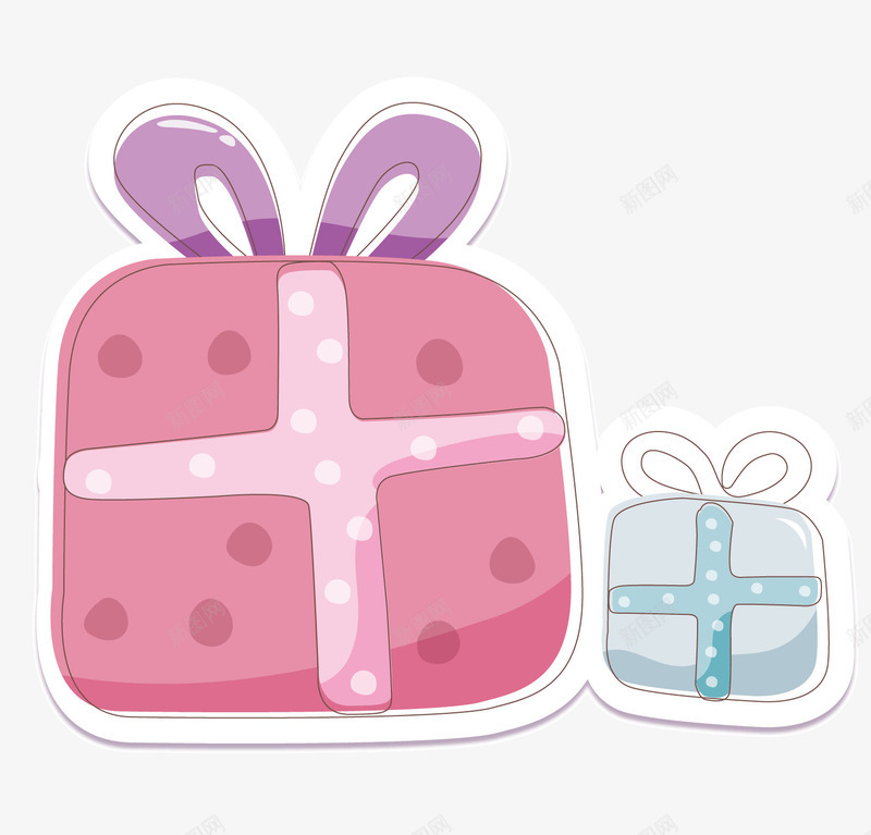 可爱的礼盒矢量图ai免抠素材_88icon https://88icon.com 卡通 可爱的礼盒 小盒子 礼盒 粉色 蓝色 蝴蝶结 矢量图