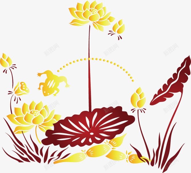 金色荷花新年装饰png免抠素材_88icon https://88icon.com 中国风 新年 新年素材 海报 海报素材 矢量素材