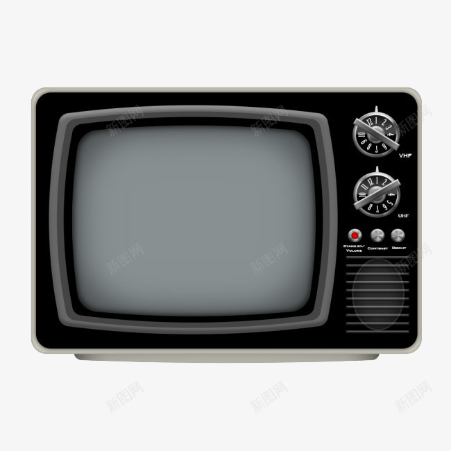 黑白电视机png免抠素材_88icon https://88icon.com 显示器 电器 电视机 黑白电视