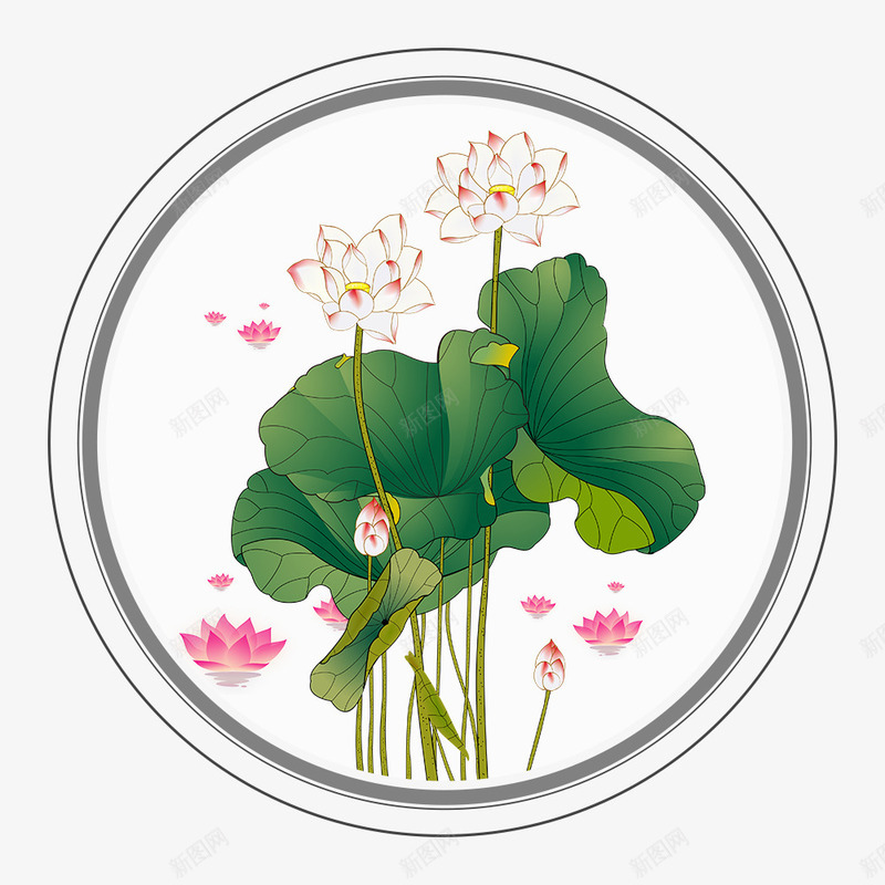 手绘中国风处暑插画psd免抠素材_88icon https://88icon.com 中国风 处暑 手绘 插画设计 植物设计 荷花