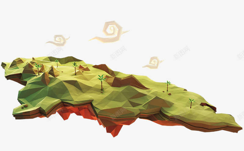 绿色山地模型png免抠素材_88icon https://88icon.com 山地 模型 绿色