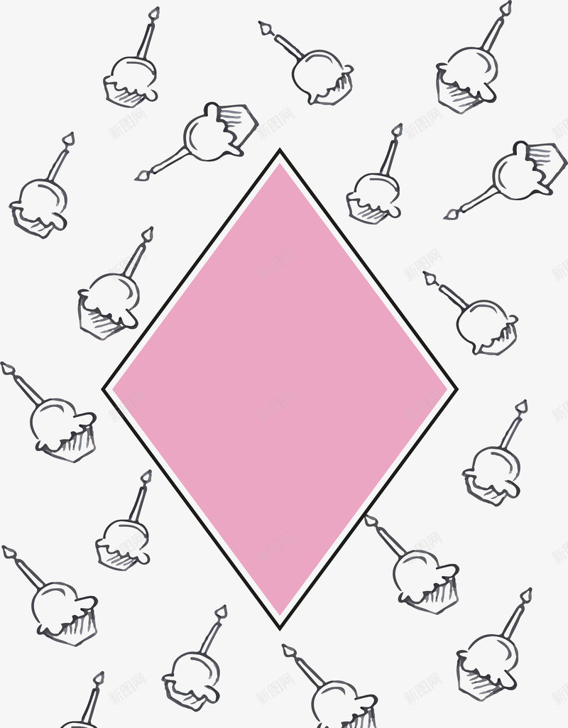 手绘杯子蛋糕矢量图eps免抠素材_88icon https://88icon.com 手绘蛋糕 杯子蛋糕 矢量png 粉色标题框 蛋糕 蛋糕花纹 矢量图