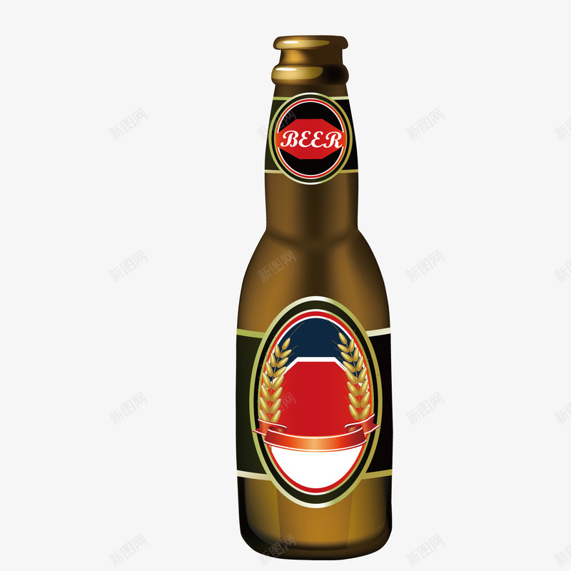 一瓶啤酒png免抠素材_88icon https://88icon.com 啤酒 圆形 平面 形状 标贴 玻璃 瓶子 红色