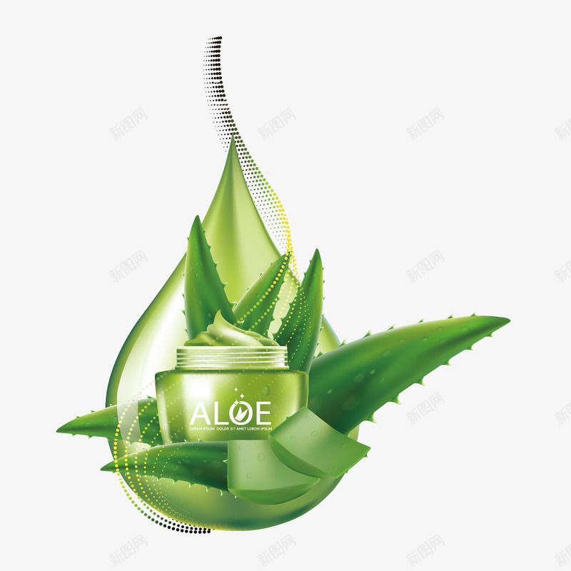 芦荟和护肤品矢量图ai免抠素材_88icon https://88icon.com 护肤品 水滴 芦荟 矢量图