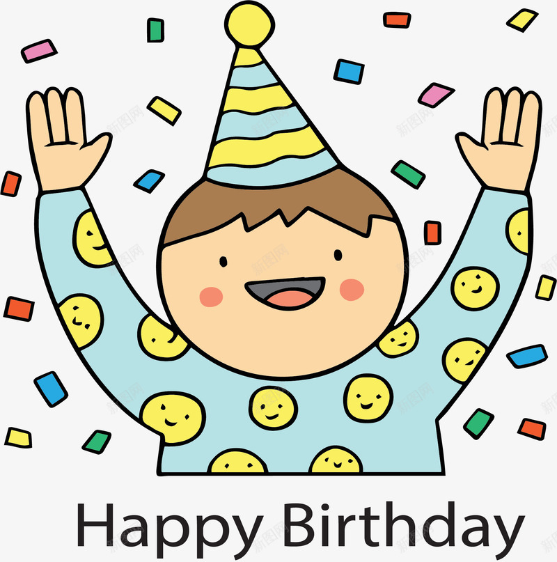 狂欢过生日的孩子矢量图ai免抠素材_88icon https://88icon.com 开心的孩子 生日 生日快乐 矢量png 过生日 过生日的孩子 矢量图