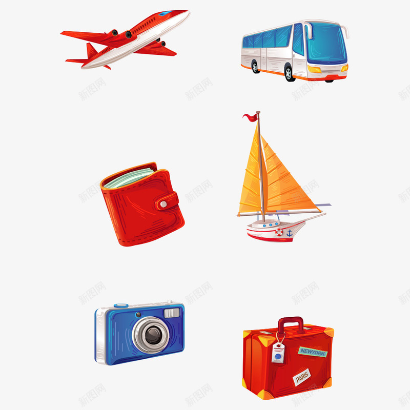 旅游png免抠素材_88icon https://88icon.com 客车 旅游 旅行 旅行箱 日记 相机 飞机