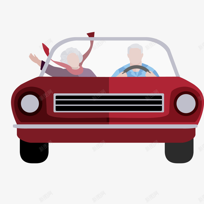 开车兜风的老人家矢量图ai免抠素材_88icon https://88icon.com 人物设计 兜风 开车 红色汽车 老人家 老年人 矢量图