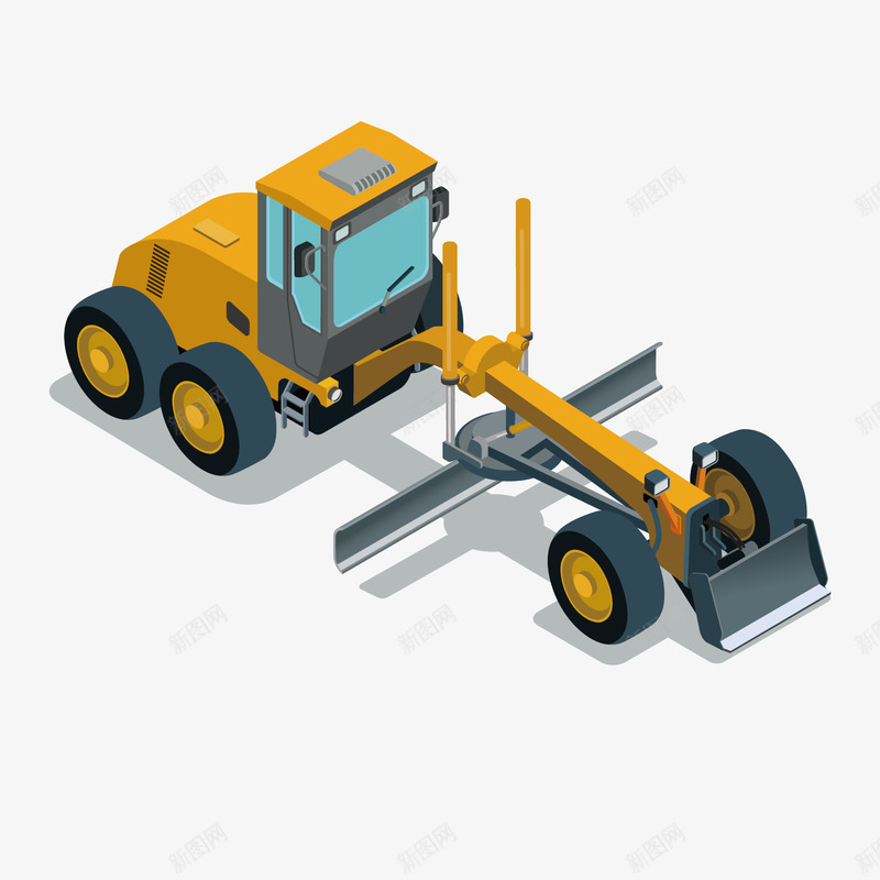 黄色六轮工业车模型矢量图ai免抠素材_88icon https://88icon.com 大型车 工业车模型 机械 汽车 特殊 立体 车辆 铲子 黄色 矢量图