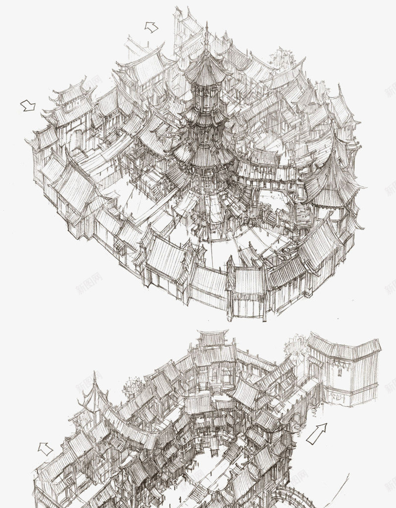 手绘建筑模型线稿png免抠素材_88icon https://88icon.com 古风女线稿素材 古风建筑 古风男女 建筑 建筑模型 建筑线稿 手绘建筑