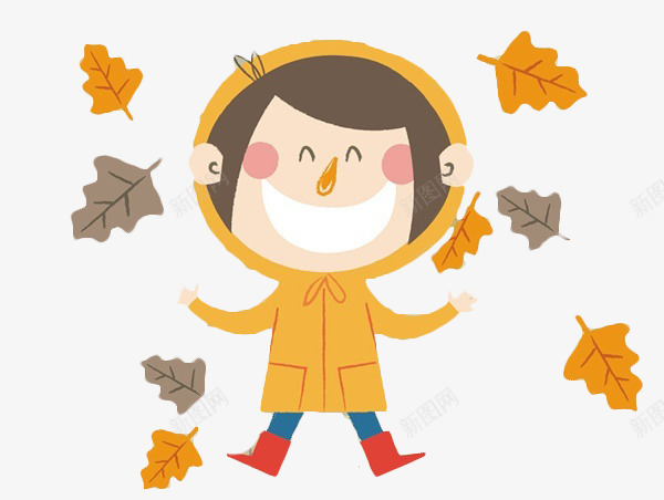 卡通秋天落叶png免抠素材_88icon https://88icon.com 开心 开心一刻 秋天 笑脸 落叶
