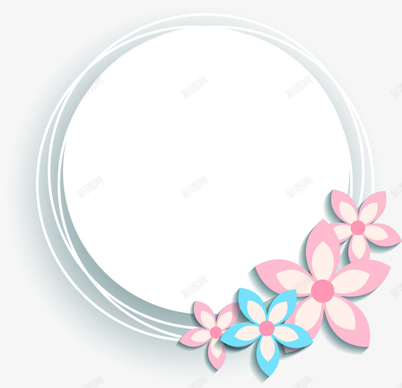 粉色清新花朵圆圈边框纹理png免抠素材_88icon https://88icon.com 免抠PNG 清新 粉色 花朵 边框纹理