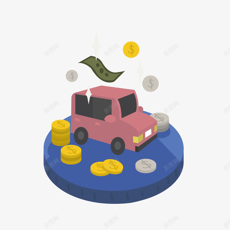 25D汽车投资金币金融交易矢量图ai免抠素材_88icon https://88icon.com 投资金融 汽车交易 汽车金融 金融 金融交易 金融投资 金融汽车 金融金币 矢量图