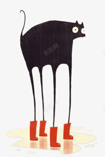插画穿靴子的黑猫png免抠素材_88icon https://88icon.com 卡通手绘 穿靴子 黑猫 黑白插画