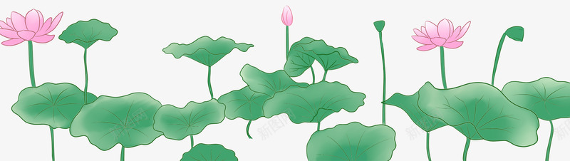 手绘装饰小清新荷花元素psd免抠素材_88icon https://88icon.com 夏天 小清新 手绘插画 手绘荷塘 荷叶 荷花 装饰图案