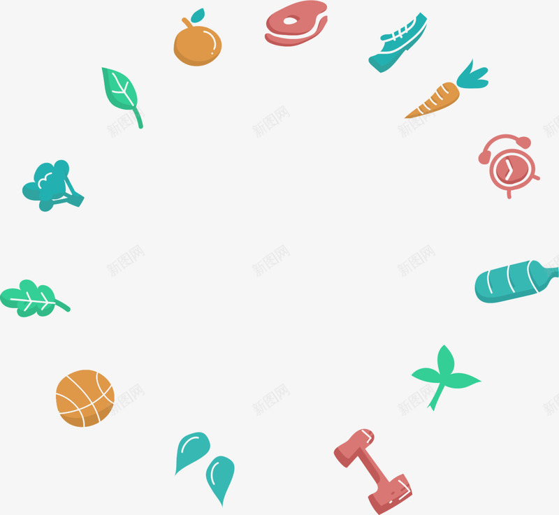 营养生活圆形框架png免抠素材_88icon https://88icon.com 4月7号 世界卫生日 健康生活 健身 圆形框架 果蔬 边框纹理