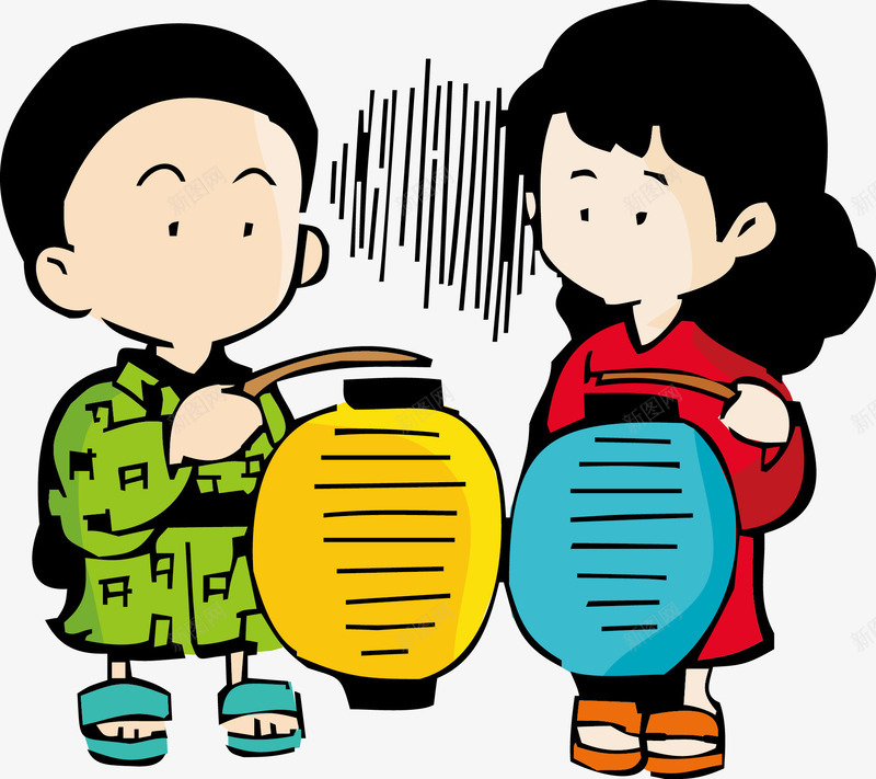 卡通情侣矢量图ai免抠素材_88icon https://88icon.com 卡通人物 和服 灯笼 男女朋友 男朋友 矢量图