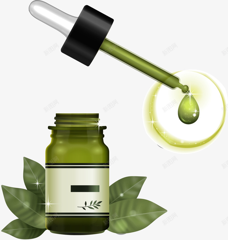 手绘橄榄精华矢量图ai免抠素材_88icon https://88icon.com 手绘 护肤 橄榄精华 矢量图