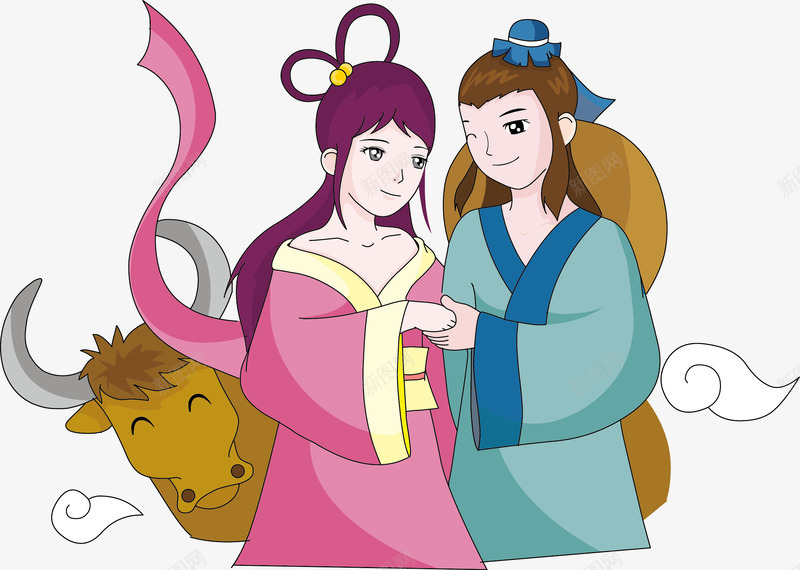 牛与织女png免抠素材_88icon https://88icon.com 七夕节 卡通人物 牛